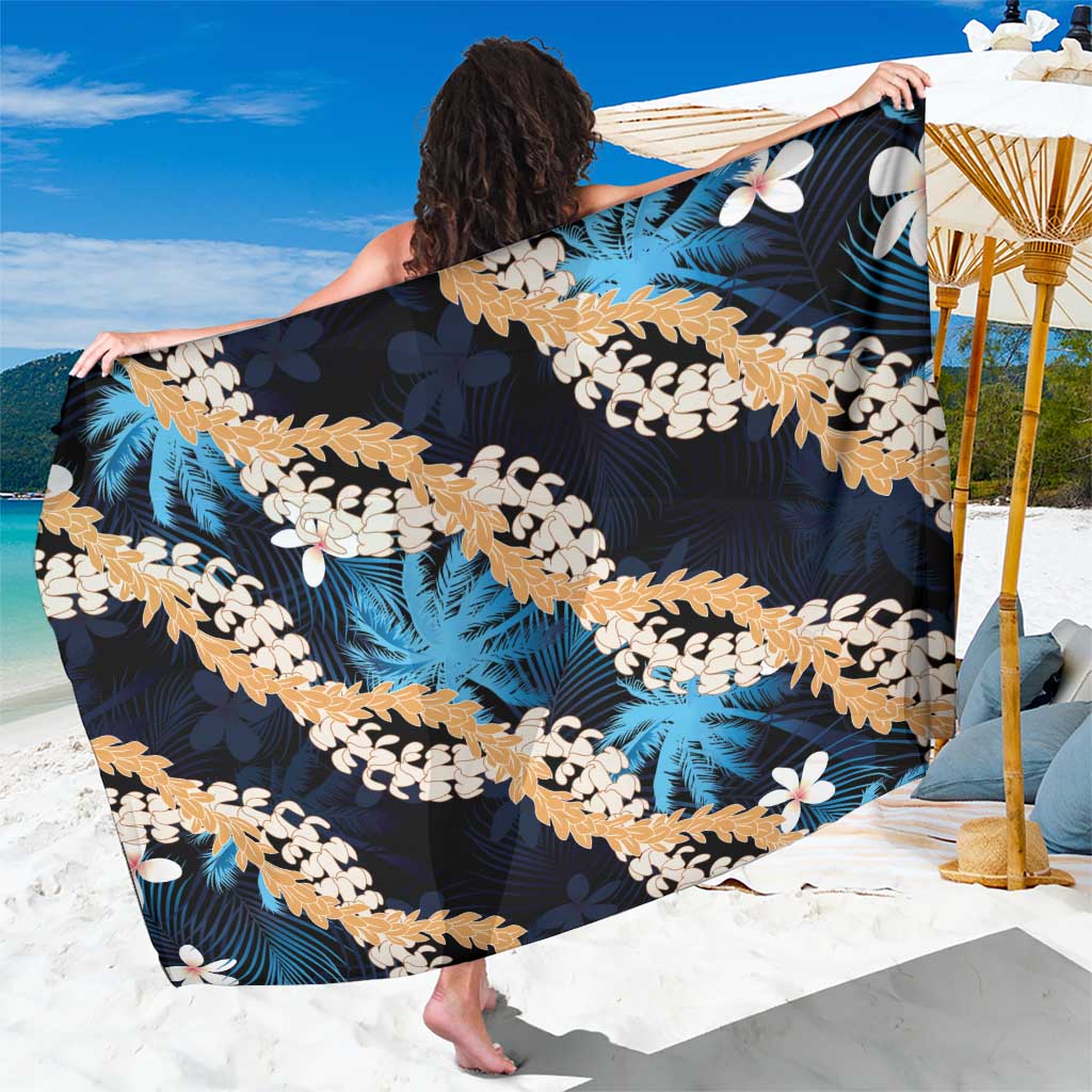Puakenikeni Maile Lei Sarong Frangipani Blue Tropical Leaves