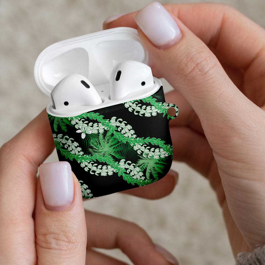 Puakenikeni Maile Lei AirPods Case Frangipani Green Tropical Leaves LT01 - Polynesian Pride