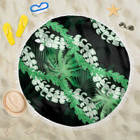 Puakenikeni Maile Lei Beach Blanket Frangipani Green Tropical Leaves LT01 One Size 150cm Green - Polynesian Pride
