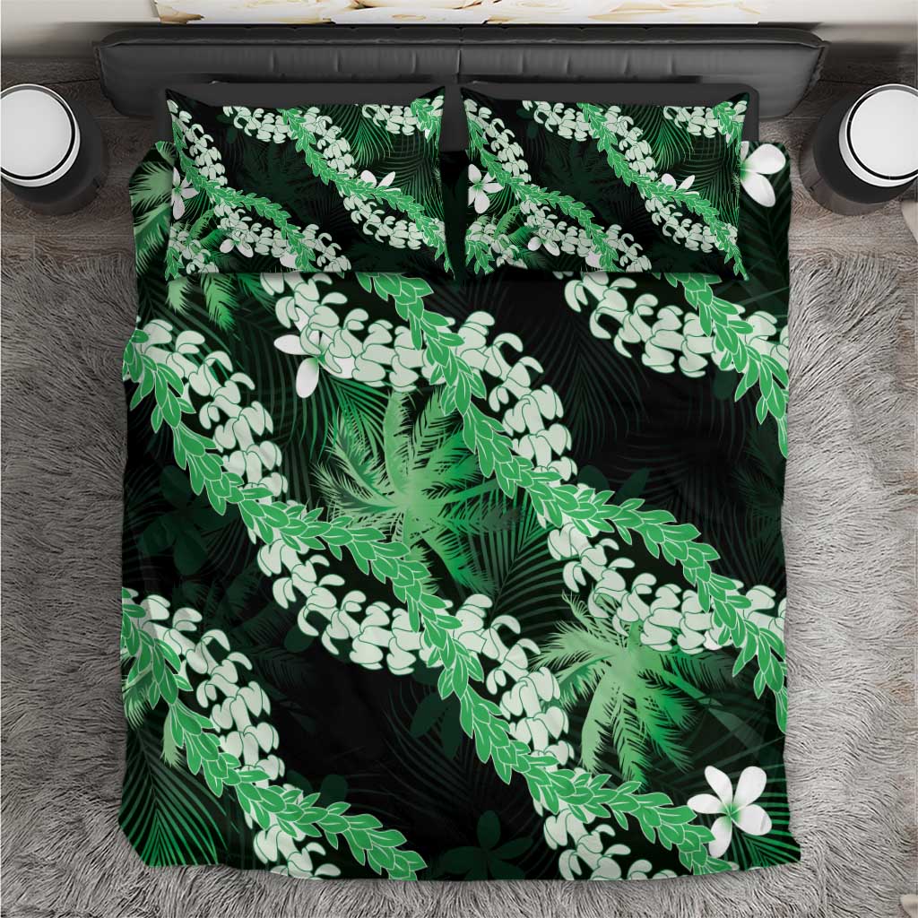 Puakenikeni Maile Lei Bedding Set Frangipani Green Tropical Leaves LT01 Green - Polynesian Pride