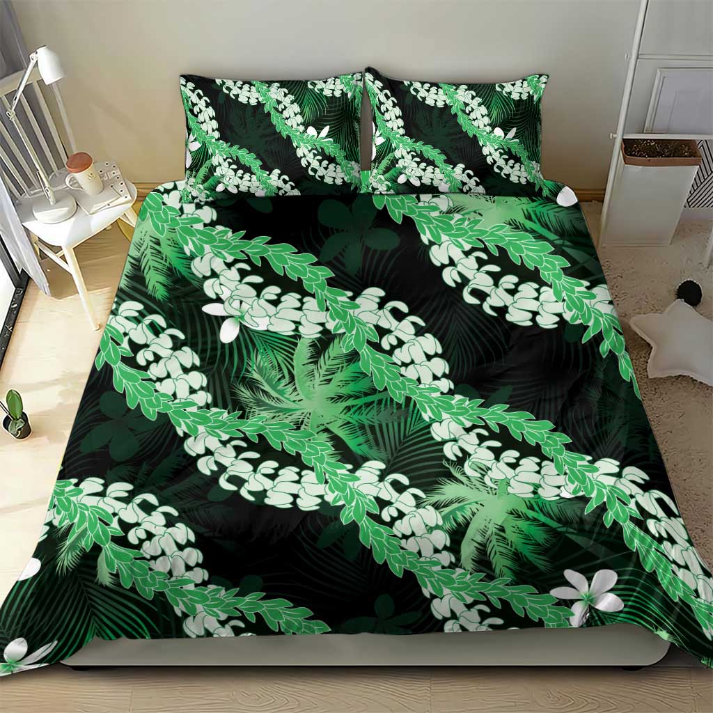 Puakenikeni Maile Lei Bedding Set Frangipani Green Tropical Leaves LT01 - Polynesian Pride