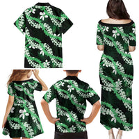 Puakenikeni Maile Lei Family Matching Puletasi and Hawaiian Shirt Frangipani Green Tropical Leaves LT01 - Polynesian Pride
