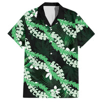 Puakenikeni Maile Lei Family Matching Puletasi and Hawaiian Shirt Frangipani Green Tropical Leaves LT01 Dad's Shirt - Short Sleeve Green - Polynesian Pride