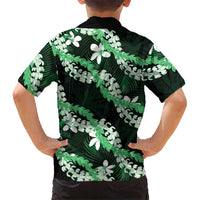 Puakenikeni Maile Lei Family Matching Summer Maxi Dress and Hawaiian Shirt Frangipani Green Tropical Leaves LT01 - Polynesian Pride