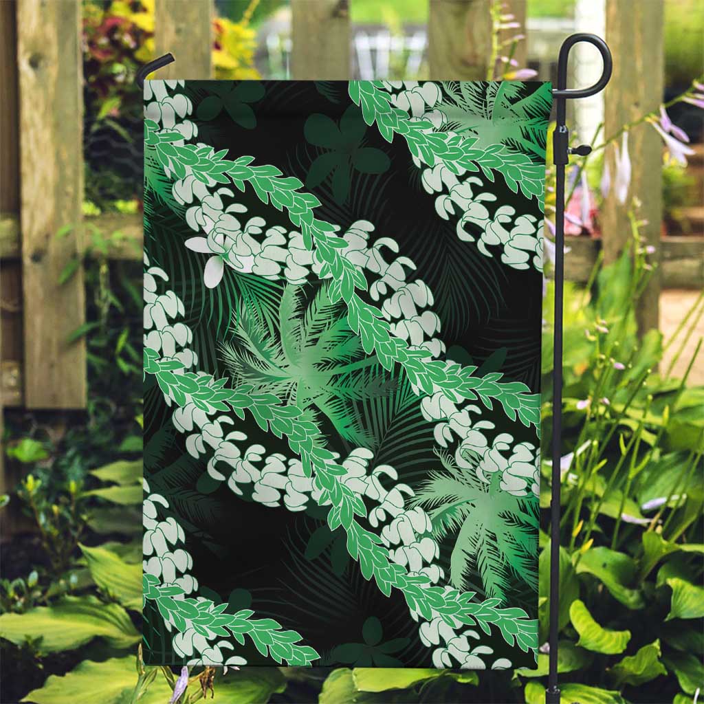 Puakenikeni Maile Lei Garden Flag Frangipani Green Tropical Leaves LT01 Garden Flag Green - Polynesian Pride