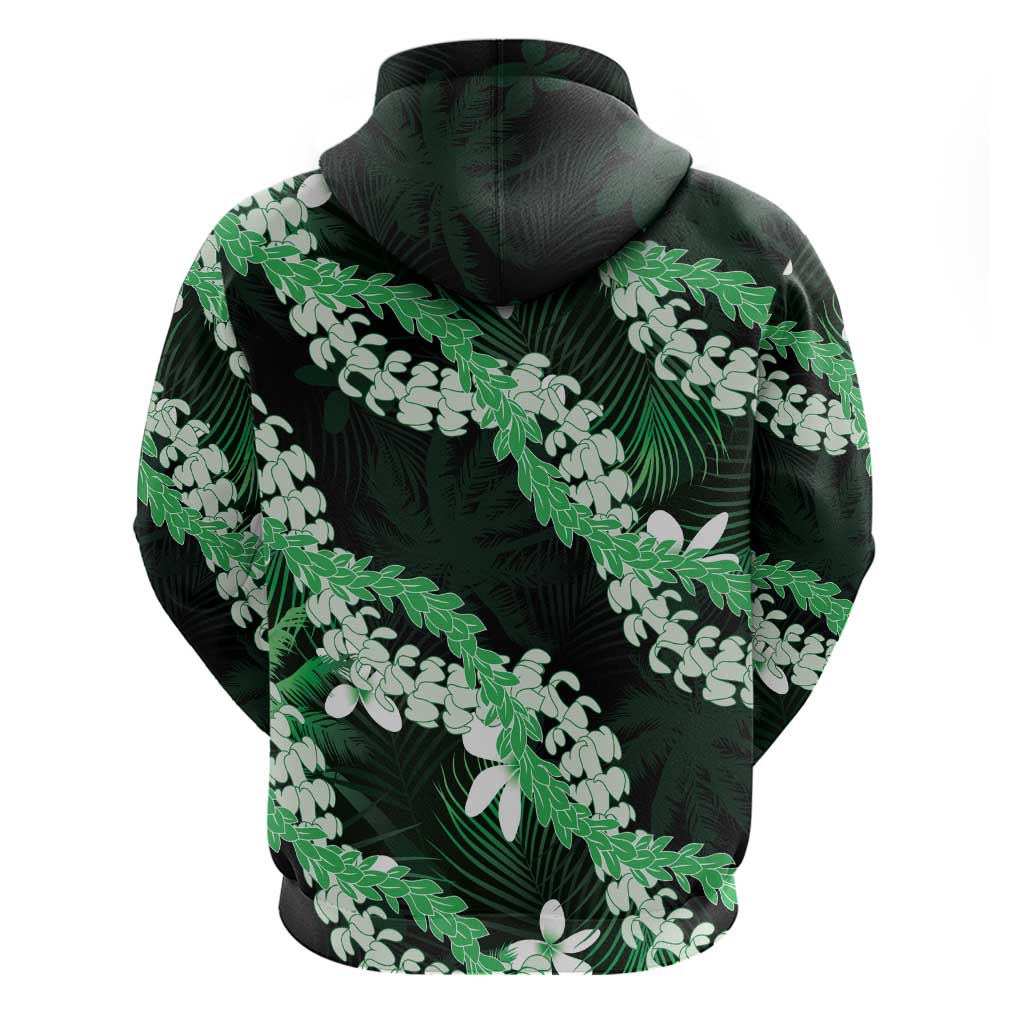 Puakenikeni Maile Lei Hoodie Frangipani Green Tropical Leaves LT01 - Polynesian Pride