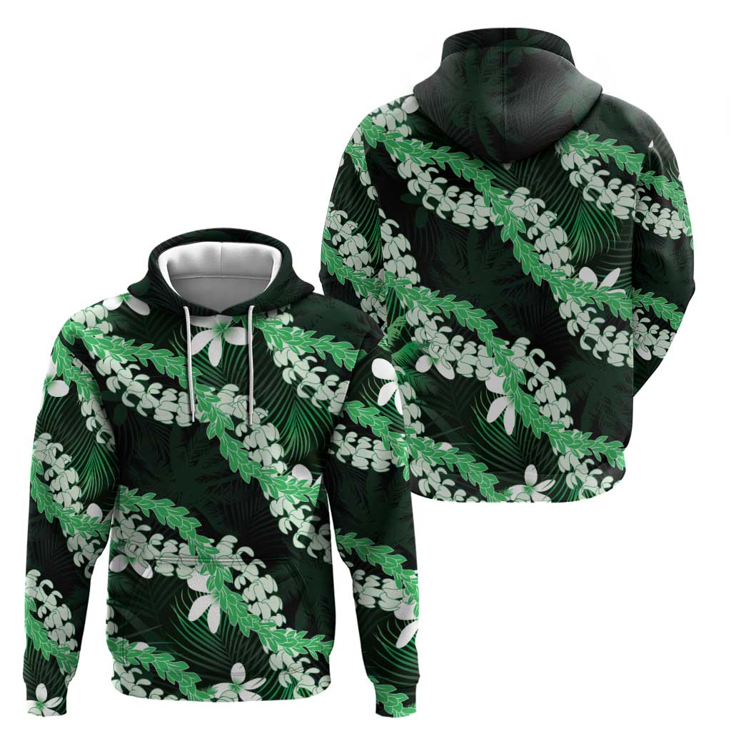 Puakenikeni Maile Lei Hoodie Frangipani Green Tropical Leaves LT01 - Polynesian Pride