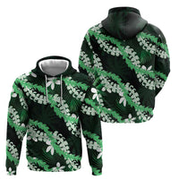 Puakenikeni Maile Lei Hoodie Frangipani Green Tropical Leaves LT01 - Polynesian Pride