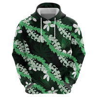Puakenikeni Maile Lei Hoodie Frangipani Green Tropical Leaves LT01 - Polynesian Pride