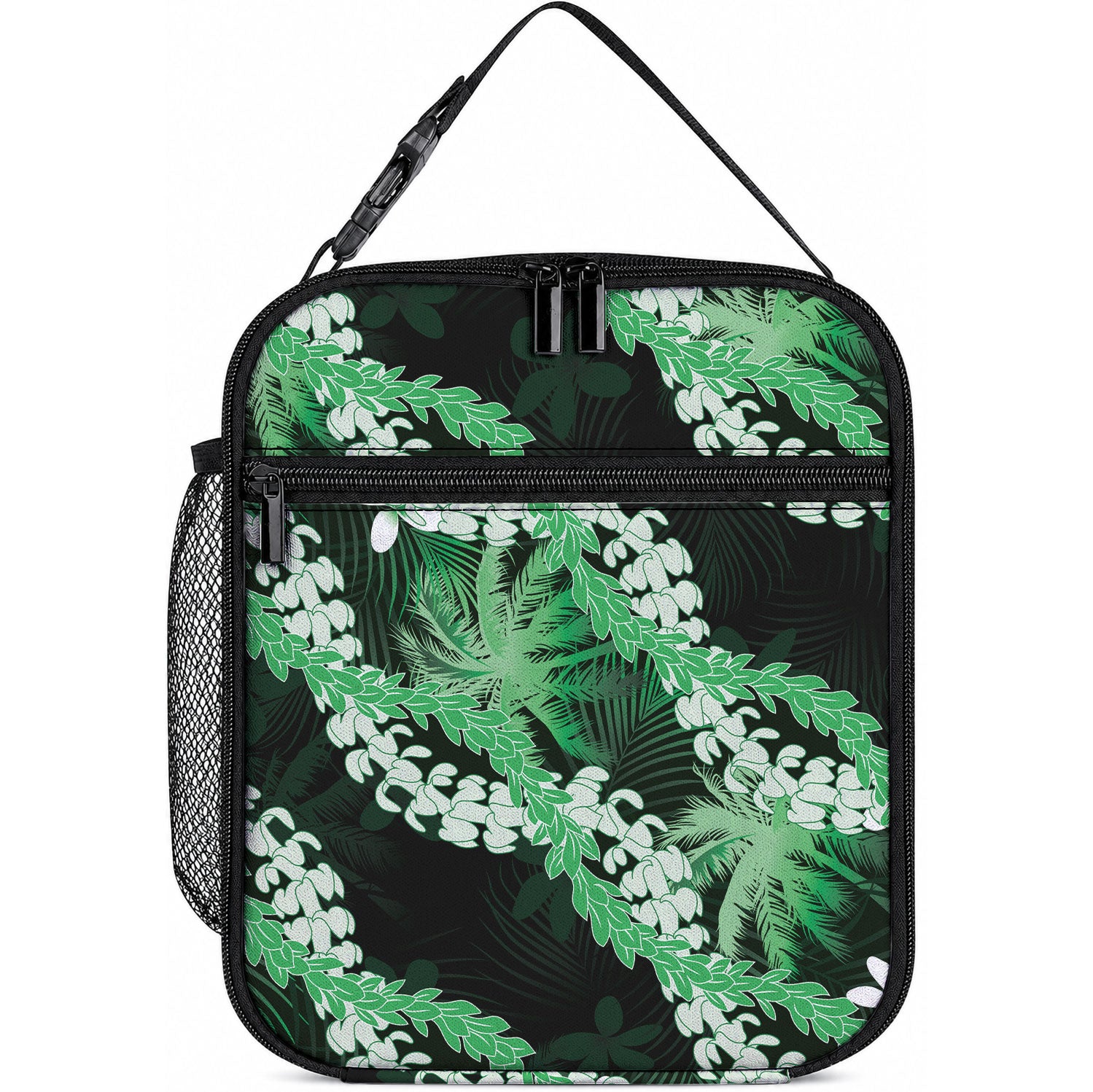 Puakenikeni Maile Lei Lunch Bag Frangipani Green Tropical Leaves