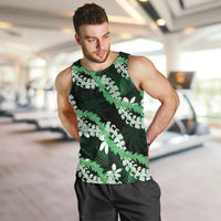 Puakenikeni Maile Lei Men Tank Top Frangipani Green Tropical Leaves