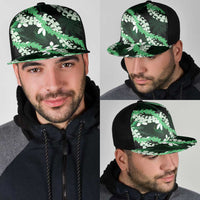 Puakenikeni Maile Lei Mesh Trucker Cap Frangipani Green Tropical Leaves