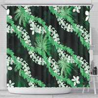 Puakenikeni Maile Lei Shower Curtain Frangipani Green Tropical Leaves