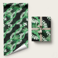 Puakenikeni Maile Lei Wrapping Paper Frangipani Green Tropical Leaves