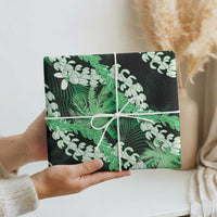Puakenikeni Maile Lei Wrapping Paper Frangipani Green Tropical Leaves