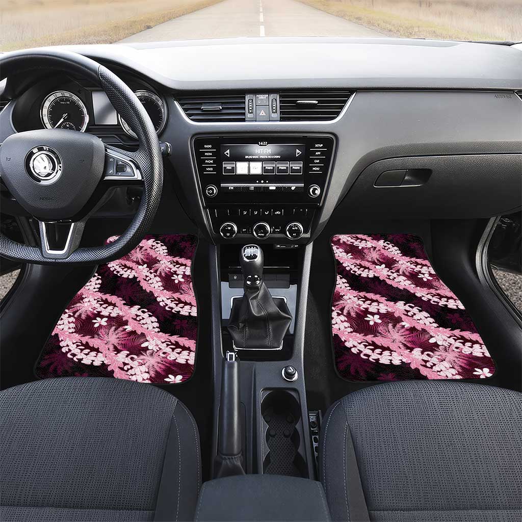 Puakenikeni Maile Lei Car Mats Frangipani Pink Tropical Leaves