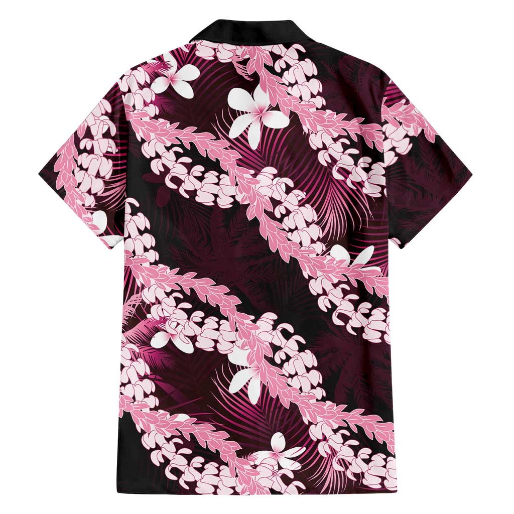 Puakenikeni Maile Lei Family Matching Mermaid Dress and Hawaiian Shirt Frangipani Pink Tropical Leaves