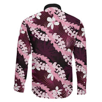 Puakenikeni Maile Lei Family Matching Off Shoulder Short Dress and Hawaiian Shirt Frangipani Pink Tropical Leaves LT01 - Polynesian Pride