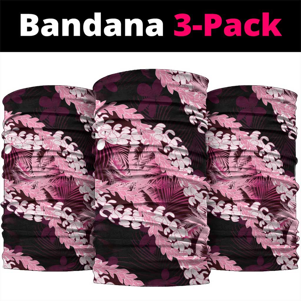 Puakenikeni Maile Lei Neck Gaiter Frangipani Pink Tropical Leaves