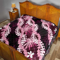 Puakenikeni Maile Lei Quilt Frangipani Pink Tropical Leaves LT01 - Polynesian Pride