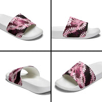 Puakenikeni Maile Lei Slide Sandals Frangipani Pink Tropical Leaves LT01 - Polynesian Pride