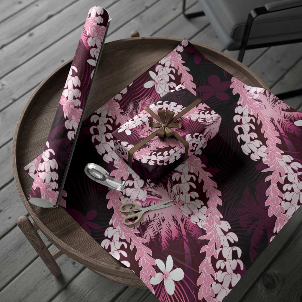 Puakenikeni Maile Lei Wrapping Paper Frangipani Pink Tropical Leaves LT01 - Polynesian Pride