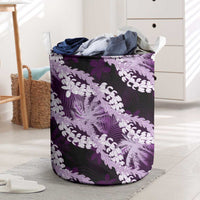 Puakenikeni Maile Lei Laundry Basket Frangipani Purple Tropical Leaves