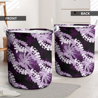 Puakenikeni Maile Lei Laundry Basket Frangipani Purple Tropical Leaves
