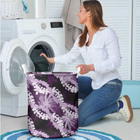 Puakenikeni Maile Lei Laundry Basket Frangipani Purple Tropical Leaves