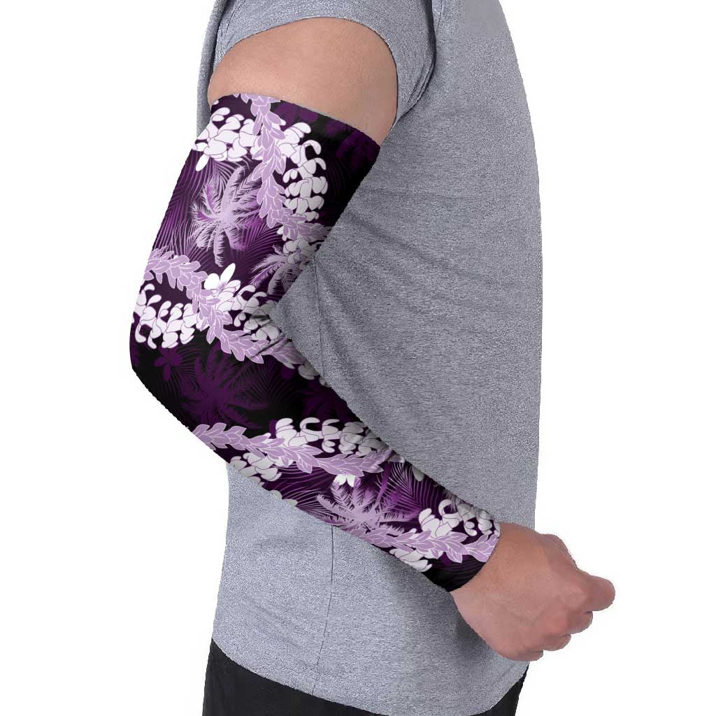 Puakenikeni Maile Lei Arm Sleeves Frangipani Purple Tropical Leaves