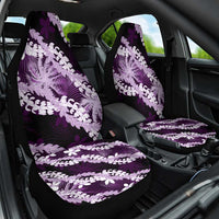 Puakenikeni Maile Lei Car Seat Cover Frangipani Purple Tropical Leaves
