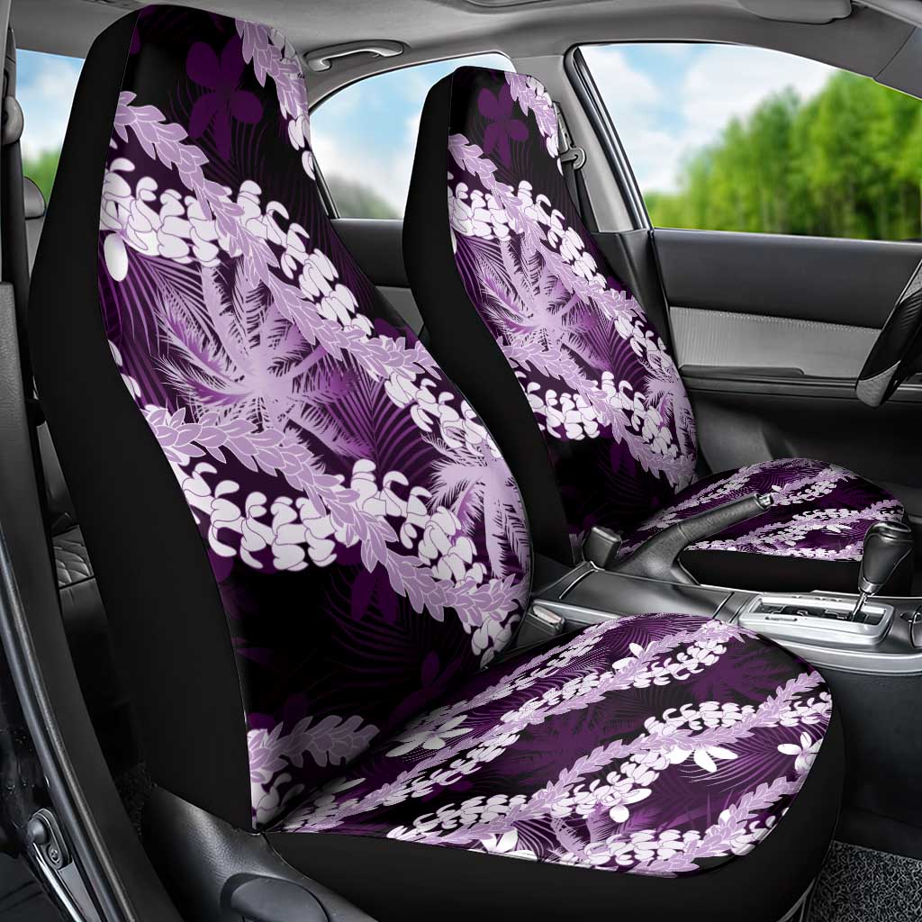 Puakenikeni Maile Lei Car Seat Cover Frangipani Purple Tropical Leaves