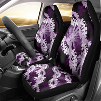 Puakenikeni Maile Lei Car Seat Cover Frangipani Purple Tropical Leaves
