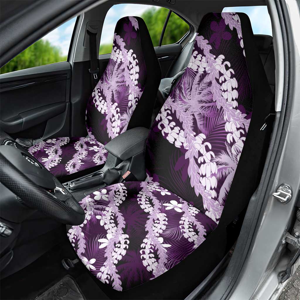 Puakenikeni Maile Lei Car Seat Cover Frangipani Purple Tropical Leaves