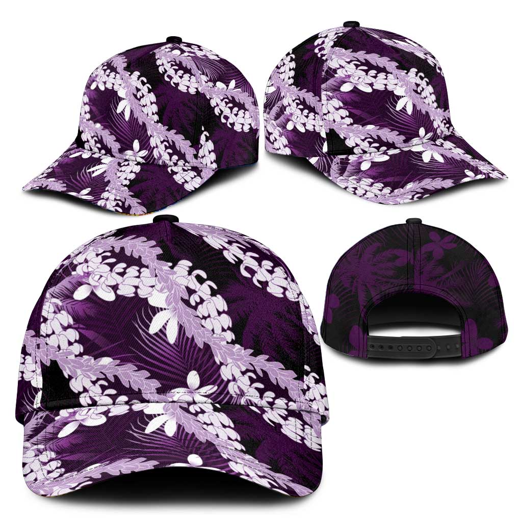Puakenikeni Maile Lei Classic Cap Frangipani Purple Tropical Leaves LT01 - Polynesian Pride