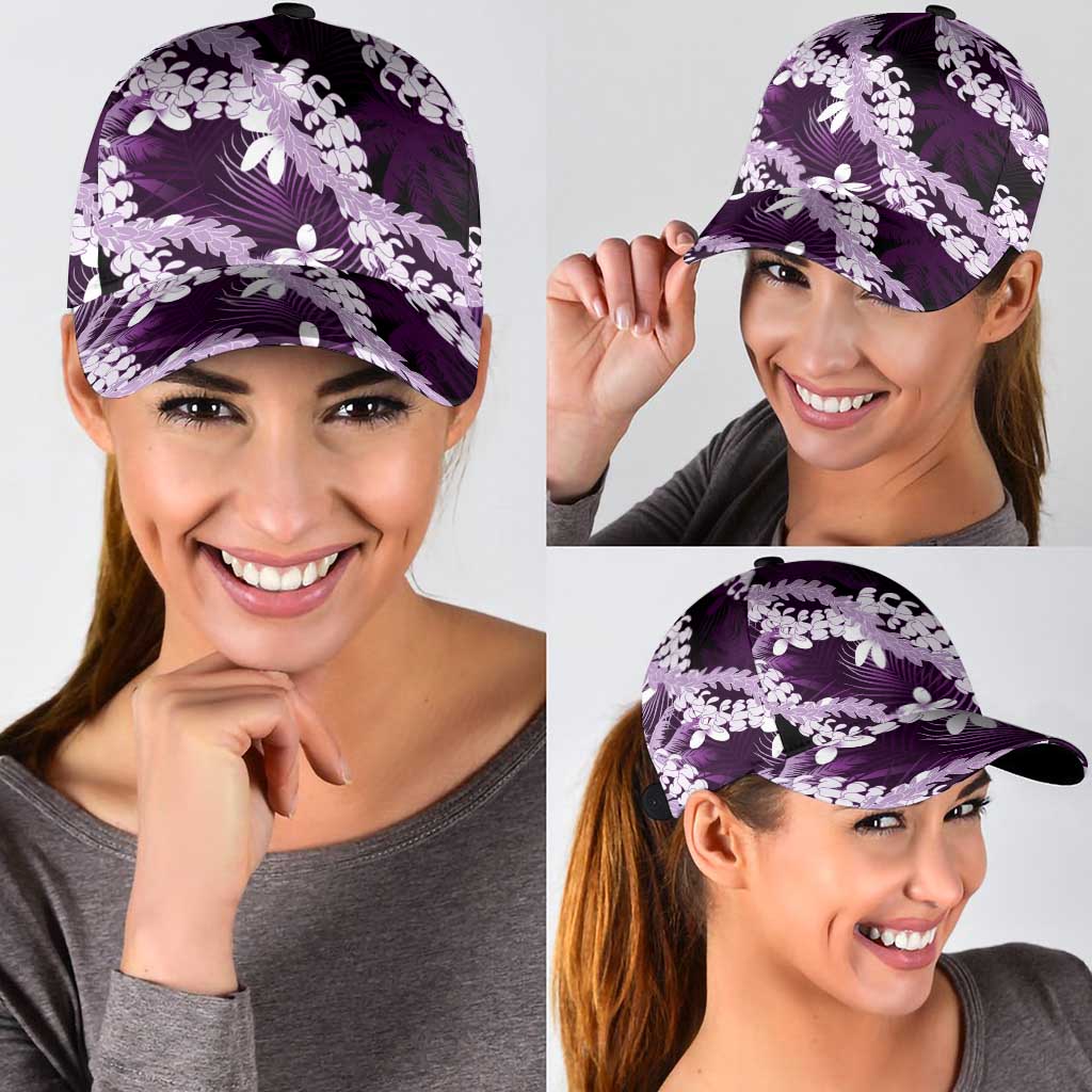 Puakenikeni Maile Lei Classic Cap Frangipani Purple Tropical Leaves LT01 - Polynesian Pride