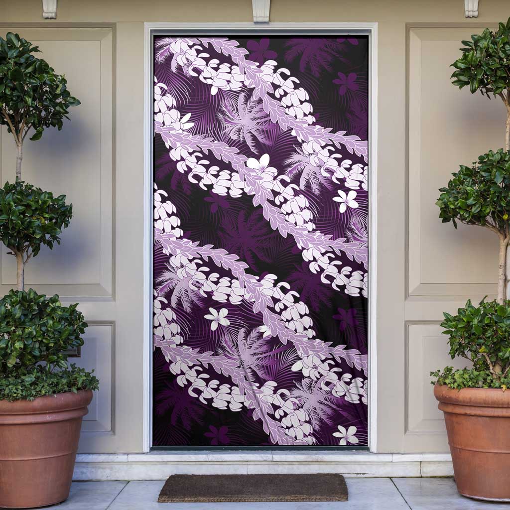 Puakenikeni Maile Lei Door Cover Frangipani Purple Tropical Leaves