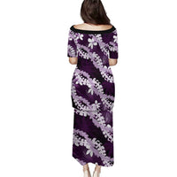 Puakenikeni Maile Lei Family Matching Puletasi and Hawaiian Shirt Frangipani Purple Tropical Leaves