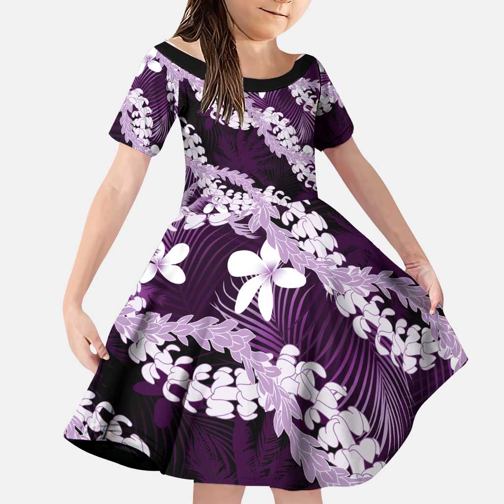 Puakenikeni Maile Lei Family Matching Tank Maxi Dress and Hawaiian Shirt Frangipani Purple Tropical Leaves