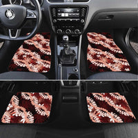 Puakenikeni Maile Lei Car Mats Frangipani Red Tropical Leaves LT01 Set 4pcs Red - Polynesian Pride