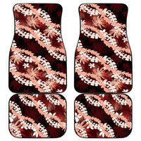 Puakenikeni Maile Lei Car Mats Frangipani Red Tropical Leaves LT01 - Polynesian Pride