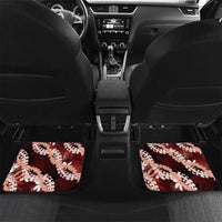 Puakenikeni Maile Lei Car Mats Frangipani Red Tropical Leaves LT01 Set 2pcs - Back Red - Polynesian Pride