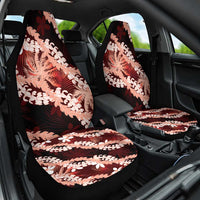 Puakenikeni Maile Lei Car Seat Cover Frangipani Red Tropical Leaves