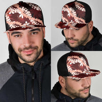 Puakenikeni Maile Lei Mesh Trucker Cap Frangipani Red Tropical Leaves