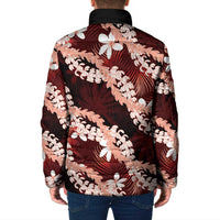 Puakenikeni Maile Lei Padded Jacket Frangipani Red Tropical Leaves LT01 - Polynesian Pride
