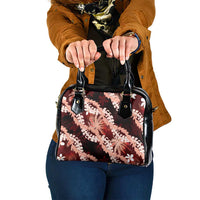 Puakenikeni Maile Lei Shoulder Handbag Frangipani Red Tropical Leaves LT01 One Size Red - Polynesian Pride