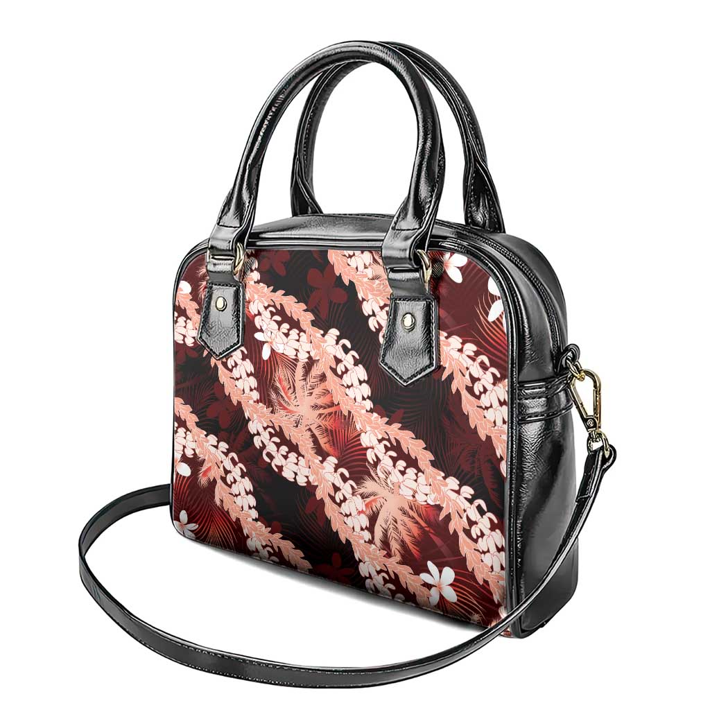 Puakenikeni Maile Lei Shoulder Handbag Frangipani Red Tropical Leaves LT01 - Polynesian Pride