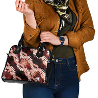 Puakenikeni Maile Lei Shoulder Handbag Frangipani Red Tropical Leaves LT01 - Polynesian Pride