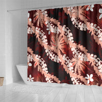 Puakenikeni Maile Lei Shower Curtain Frangipani Red Tropical Leaves