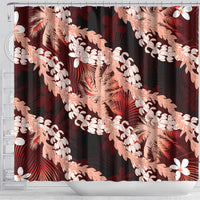 Puakenikeni Maile Lei Shower Curtain Frangipani Red Tropical Leaves